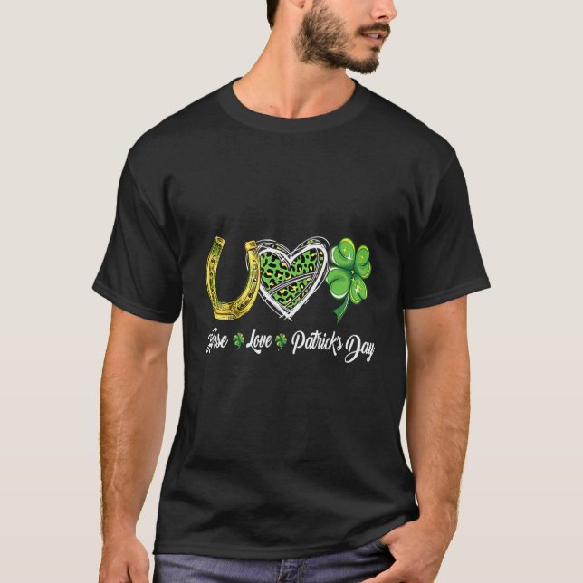 Liebe Patricks Day Horse Kleeblatt Horseshoe T-Shirt (Vorderseite)