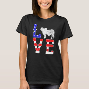 Liebe Patriotische Kuh Landwirtschaft Brahman Rind T-Shirt