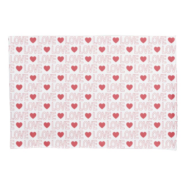 Liebe Pattern Musterbeispiel - Rote Kontur Kissenbezug (Vorderseite)