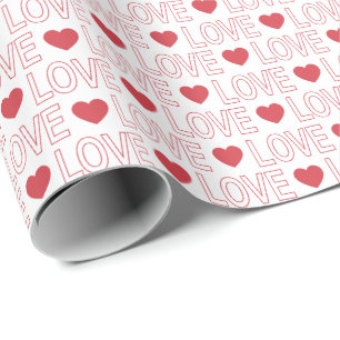 Liebe Patternpapier - Rote Kontur Geschenkpapier