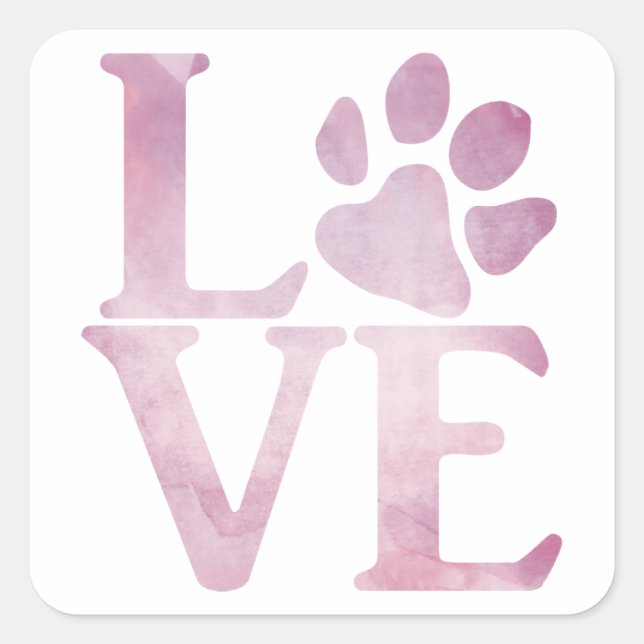 Liebe Paw Classic Pink Quadratischer Aufkleber (Vorderseite)