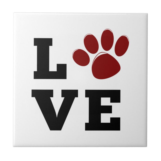 Liebe Paw Print Animal Lover Dog Lover Fliese (Vorderseite)
