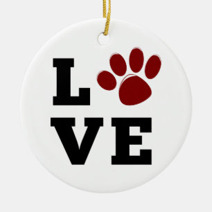 Liebe Paw Print Animal Lover Dog Lover Foto Keramik Ornament
