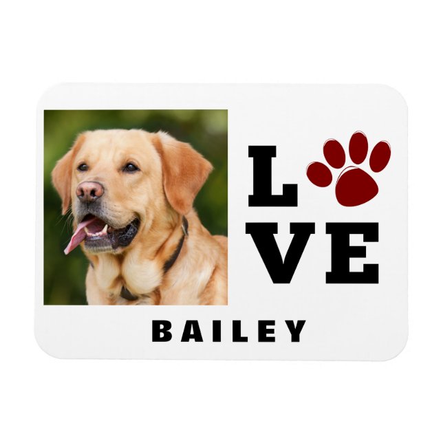 Liebe Paw Print Animal Lover Dog Lover Foto Magnet (Horizontal)