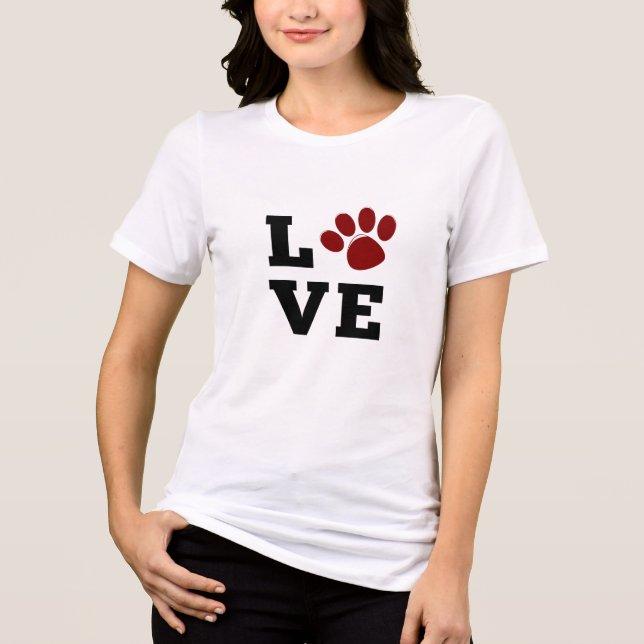 Liebe Paw Print Animal Lover Dog Lover Tri-Blend Shirt (Vorderseite)