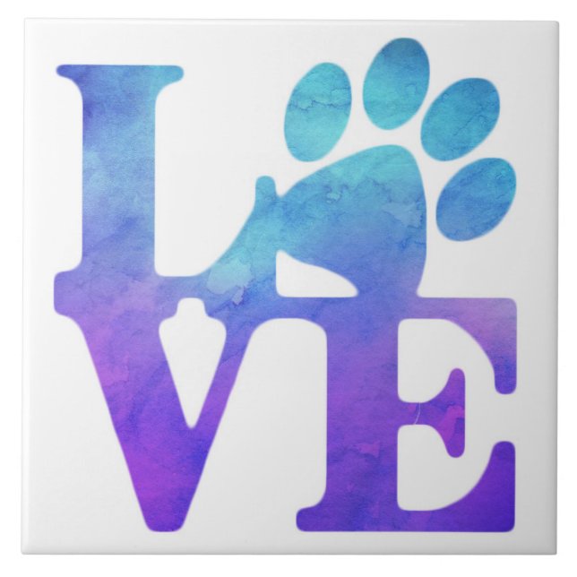 Liebe Paw Print - Geschenke für Hundeliebhaber Fliese (Vorderseite)