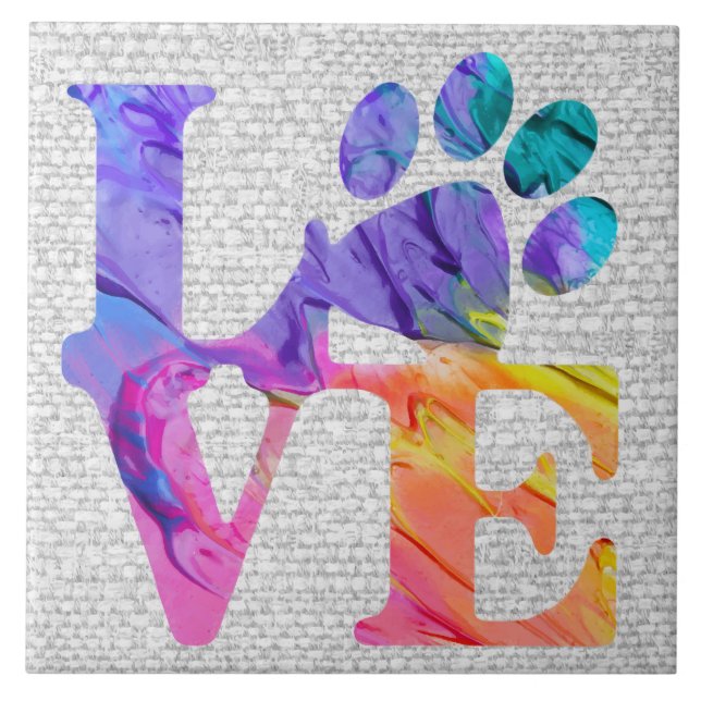 Liebe Paw Print - Geschenke für Hundeliebhaber Fliese (Vorderseite)