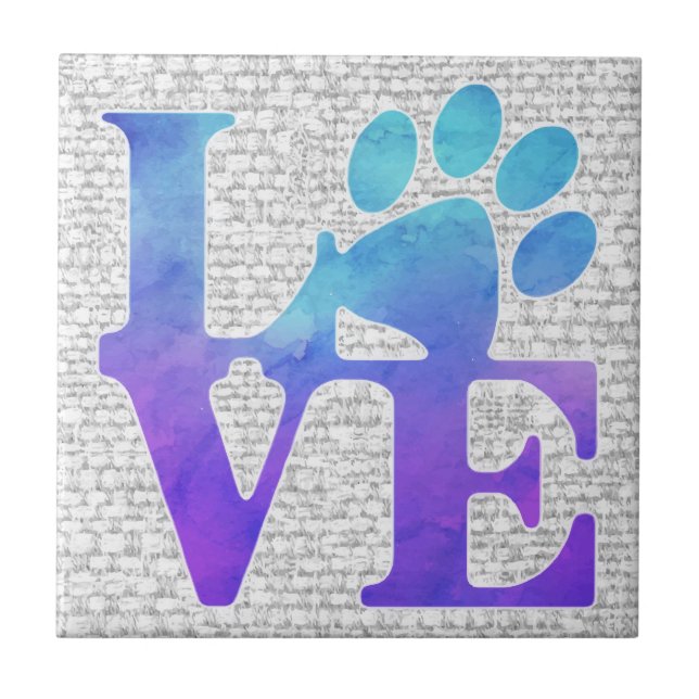 Liebe Paw Print - Geschenke für Hundeliebhaber Fliese (Vorderseite)