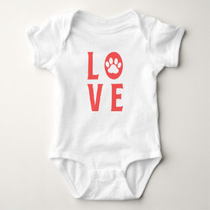 Liebe Paw Print (Katze, Hund, Haustier) Baby Strampler