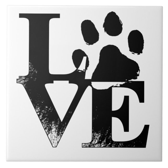 Liebe Paw Print Tile Fliese (Vorderseite)