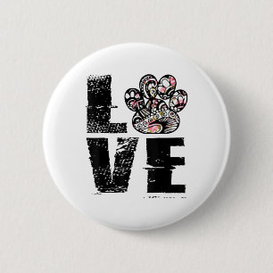 Liebe Paw Tattoo Blume Dog Lover _1 Button