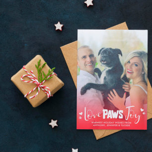 Liebe Paws Joy - Red & White - Haustiere Weihnacht Feiertagskarte