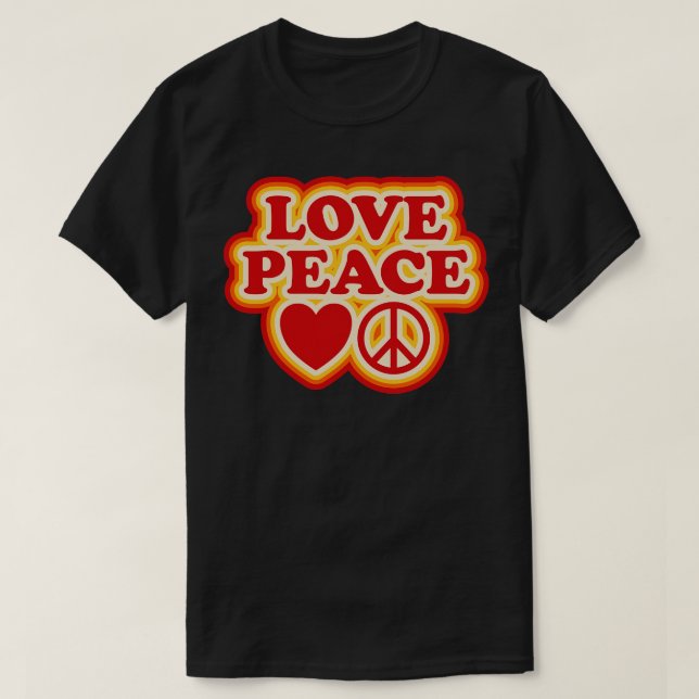 Liebe Peace 70er Retro Design T-Shirt (Design vorne)