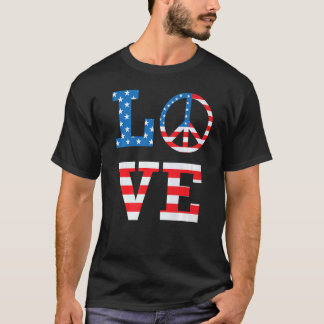 Liebe Peace American Flag Patriotic 4. Juli T-Shirt
