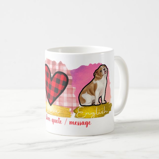 Liebe Peace Bulldog Valentinstag Hund Lover Kaffeetasse (VorderseiteRechts)
