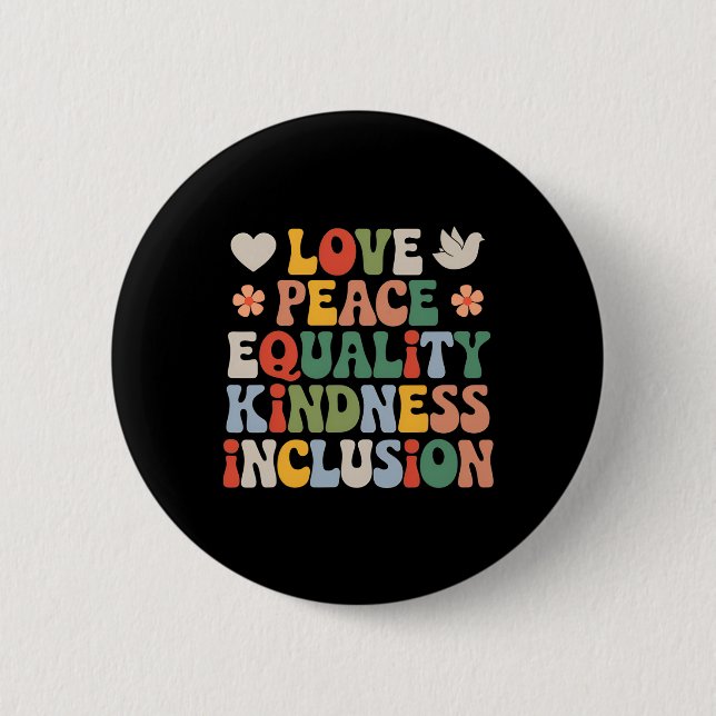 Liebe Peace Diversity Inklusion Equality Black His Button (Vorderseite)
