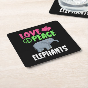 Liebe Peace Elephants Niedlich Zoo Tiere Elefanten Rechteckiger Pappuntersetzer