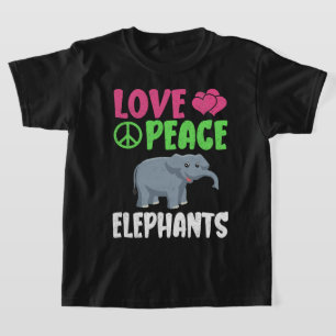 Liebe Peace Elephants Niedlich Zoo Tiere Elefanten T-Shirt
