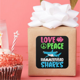 Liebe Peace Hammerhead Haie Niedliche Meerestiere Quadratischer Aufkleber