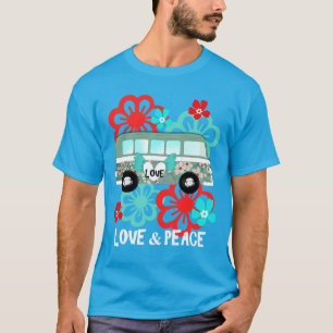 Liebe & Peace Hippie Blumenkamper Van Fun Grafik T-Shirt
