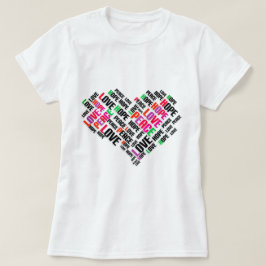 LIEBE PEACE HOPE Chic Stylish Word Cloud T-Shirt