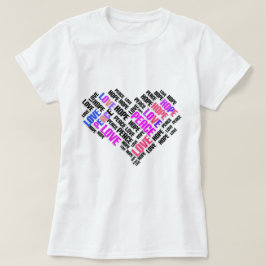 LIEBE PEACE HOPE Chic Stylish Word Cloud T-Shirt