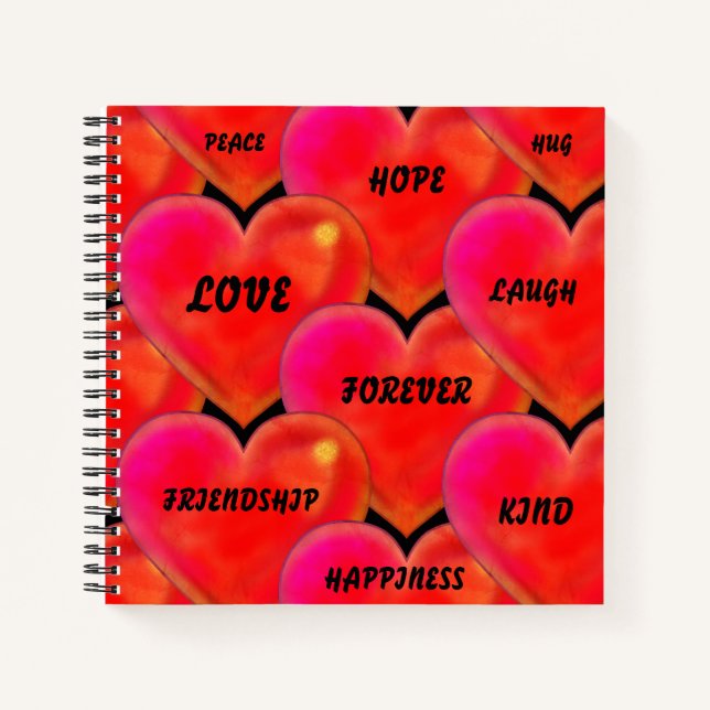 Liebe Peace Hope Happy Motivation Herzschlag Notizbuch (Vorderseite)