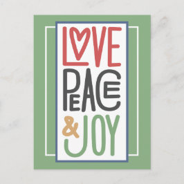 Liebe Peace & Joliday Postcard Feiertagspostkarte