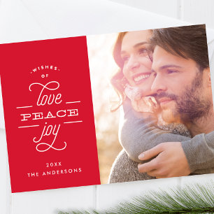 Liebe Peace Jooking Lettering Holiday Foto Card Feiertagskarte
