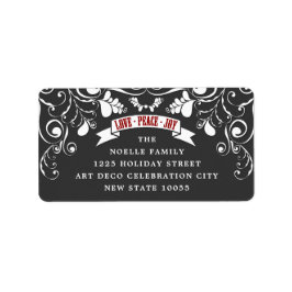 Liebe Peace Joy Art Nouveau Floral Holiday Address Adressaufkleber