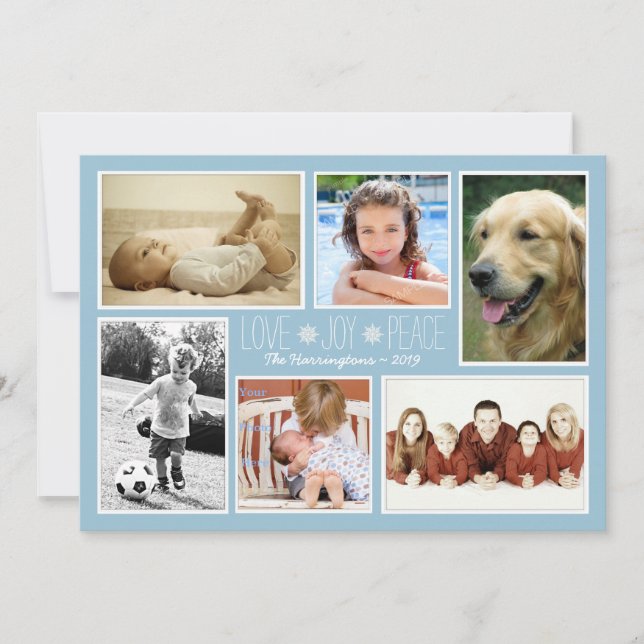 Liebe Peace Joy Fotos Weihnachtskarte Feiertagskarte (Vorderseite)