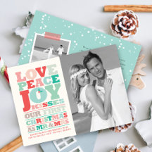 Liebe Peace Joy Kisses Color Typografie Weihnachte