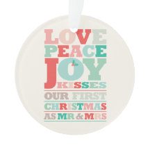 Liebe Peace Joy Kisses Color Typografie Weihnachte