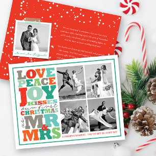 Liebe Peace Joy Kisses Mr. & Mrs. 1. Weihnachtsfes RSVP Karte