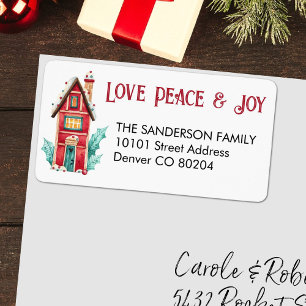 Liebe Peace & Joy Magical House Rückgabeadresse Adressaufkleber