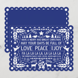 Liebe Peace, Joy Papel picado, blauer Weihnachten
