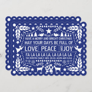 Liebe Peace, Joy Papel picado, blauer Weihnachten