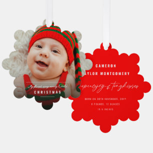 Liebe Peace Joy Tiny Kisses Baby's 1. Weihnachten Ornament Karte