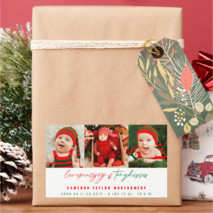 Liebe Peace Joy Tiny Kisses Baby's 1. Weihnachten Rechteckiger Aufkleber