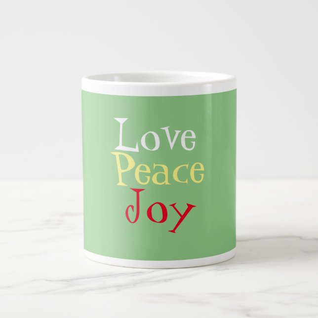 Liebe Peace Joy Weihnachten Jumbo-Tasse (Vorderseite)