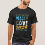 Liebe Peace Latkes Hanukkah Chanukah Jüdisches Ges T-Shirt<br><div class="desc">Liebe Peace Latkes Hanukkah Chanukah jüdisches Geschenk.</div>