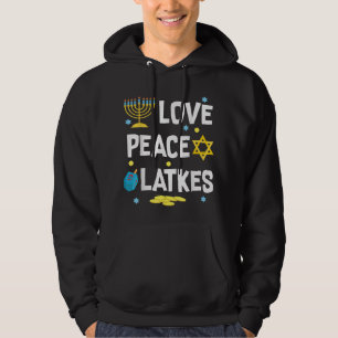 Liebe Peace Latkes Hanukkah Chanukah Juwish Funny  Hoodie