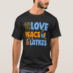 Liebe Peace Latkes Hanukkah Jüdische Jungen Mädche T-Shirt