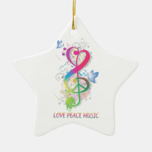 Liebe Peace Music Spritzer Wirbel Blume Vögel Keramikornament