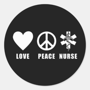 Liebe Peace Nurse Runder Aufkleber