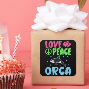 Liebe Peace Orca Niedliche Meerestiere Orca Lover Quadratischer Aufkleber