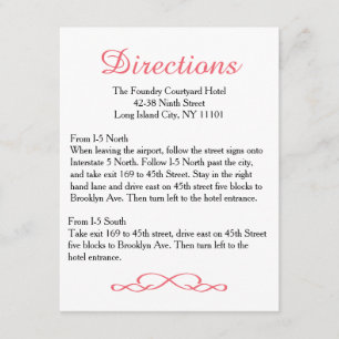 Liebe & Peace Pink Floral Wedding Route Card Begleitkarte