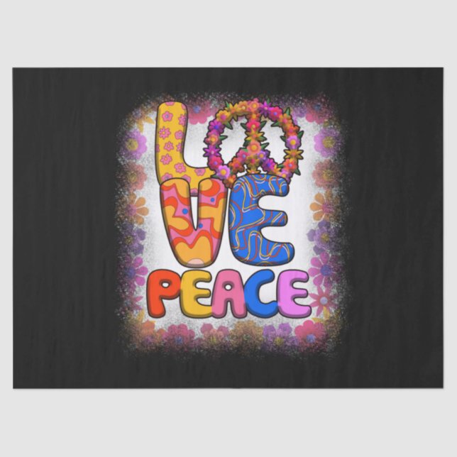 Liebe Peace Retro 60er & 70er Floral Hippie Peace Seidenpapier (Vorderseite)