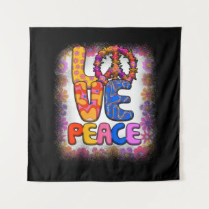 Liebe Peace Retro 60er & 70er Floral Hippie Peace Wandteppich