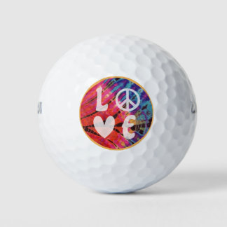 Liebe Peace Sign Heart Fun Hippie Boho Pink Gefärb Golfball